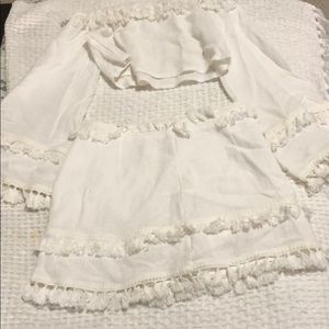 Cropped white skirt set